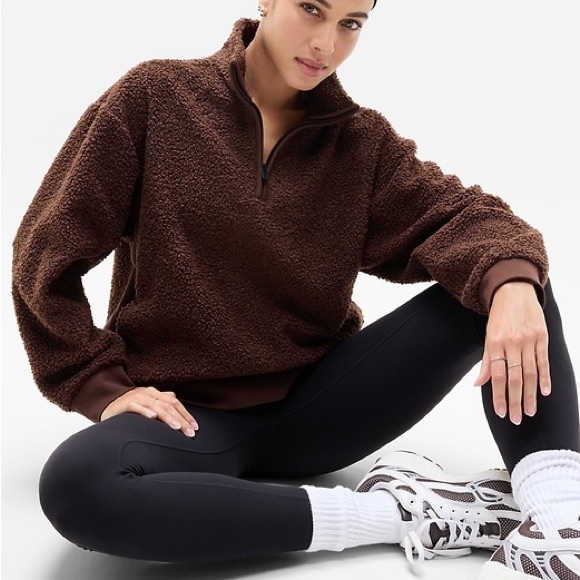 Athleta Forever Fleece Cloud Quarter Zip Sweatshirt Bouclé Fleece Plush Feel M - Picture 2 of 7